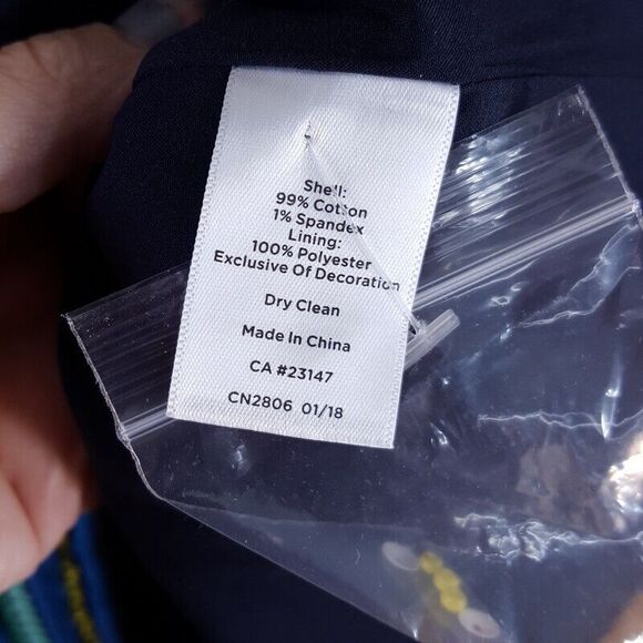 TALBOTS Womens Skirt Size 4 Blue Tweed Straight Lined Frayed Sequins Hem Cotton - Picture 6 of 9